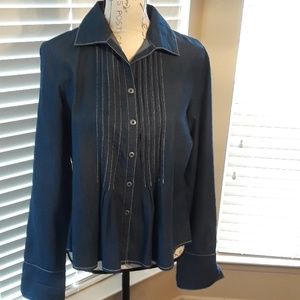 Button-down denim blouse